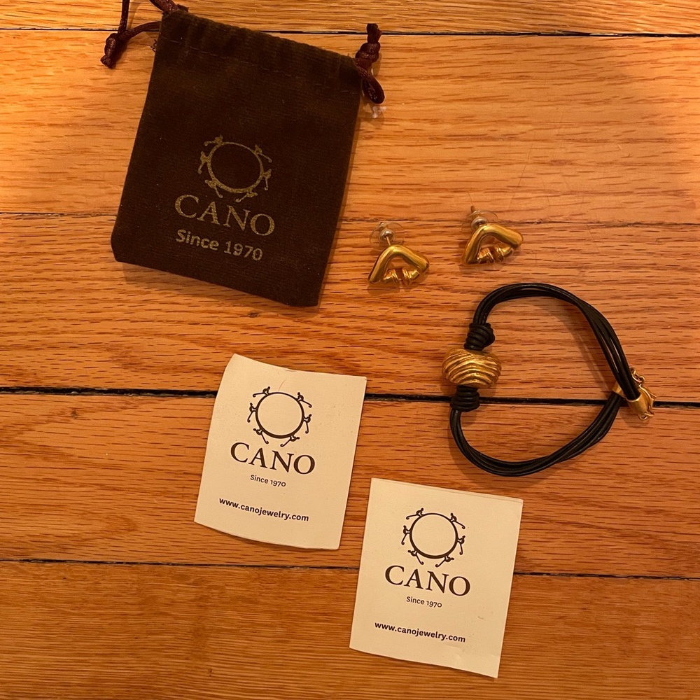 Brand new Cano 24k gold plated earrings and bracelet